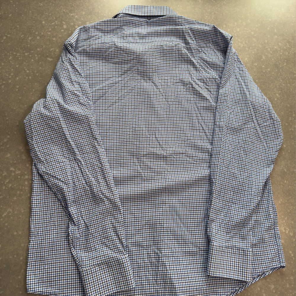 Peter Millar Crown Crafted Blue Gingham Button-Down Shirt - Size XL - Picture 3 of 9